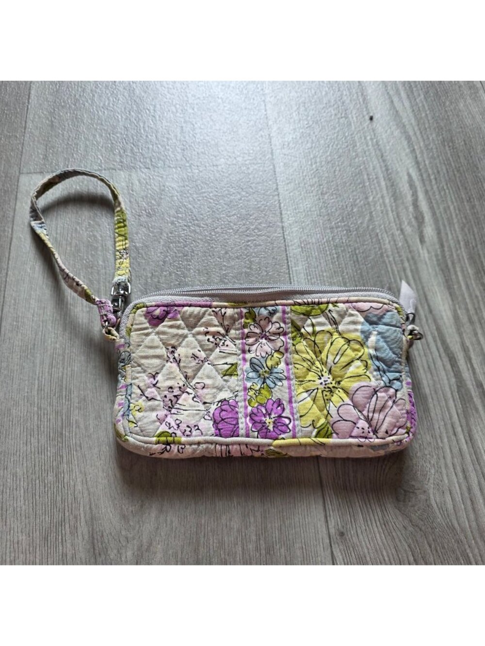 Vera Bradley Floral Quilted Wristlet With Zipper & Strap Multicolor 8" x 4.5"